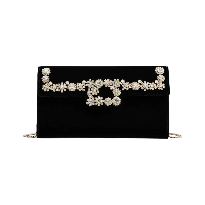 Roger Vivier Velvet Clutch Bag Over The Shoulder Regular Women's Black-0
