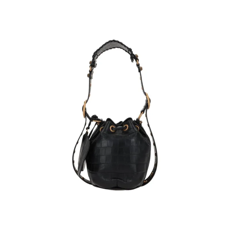 Balenciaga Le Cagole Cow Leather Bucket Bag Handbag Shoulder Bag Women's Black-4