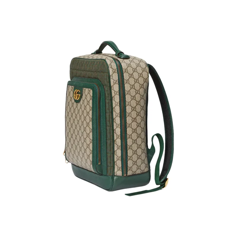 GUCCI Ophidia Canvas With Leather Trim Backpack Medium Size Women's Green-1