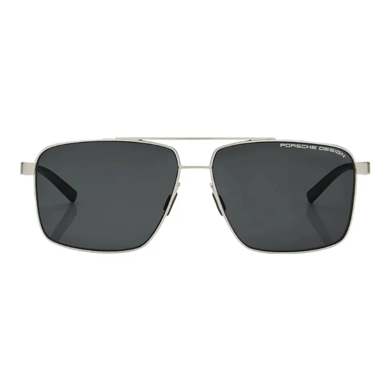 PORSCHE DESIGN Plate Frame Stainless Steel Square Sunglasses Unisex Gray-1