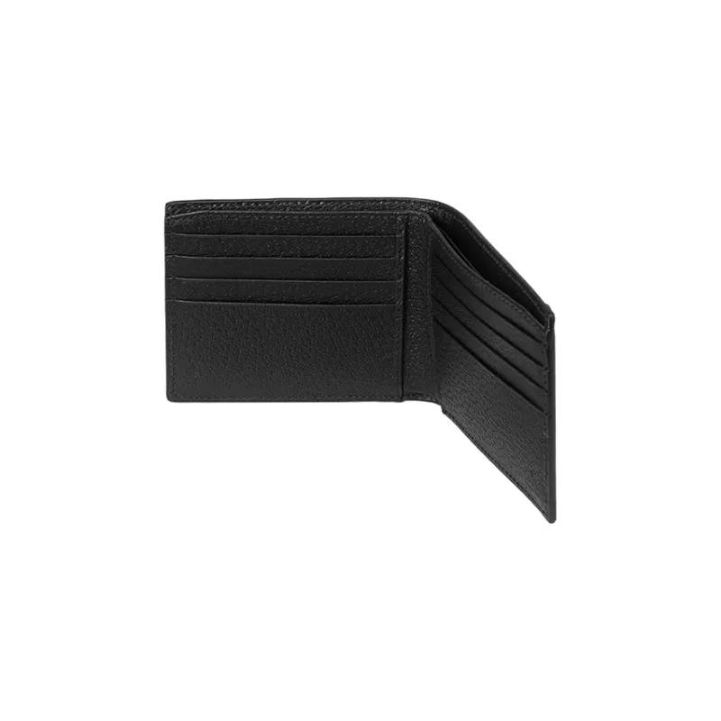 GUCCI Jacquard Fabric With Leather Wallet Men's Black-3