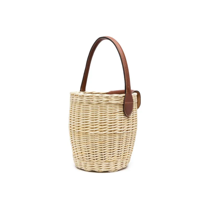 LONGCHAMP Épure Wicker With Cow Leather Bucket Bags Handbags Small Size Women's Beige & Brown-1