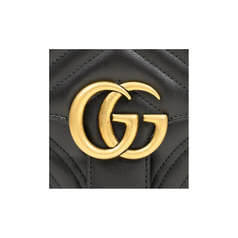 GUCCI Marmont Leather Crossbody Bag Shoulder Bag Women's Black-4