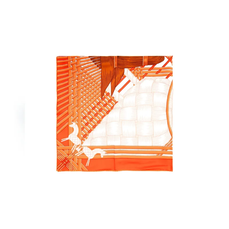HERMES Masan & Masan Silk Scarves Women's Orange-1