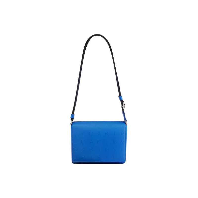 BVLGARI Calfskin Messenger Bag, Shoulder Bag, Crossbody Bag Men's Blue-1