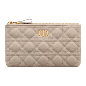 DIOR Caro Calfskin Clutch Trumpets Women's Sand