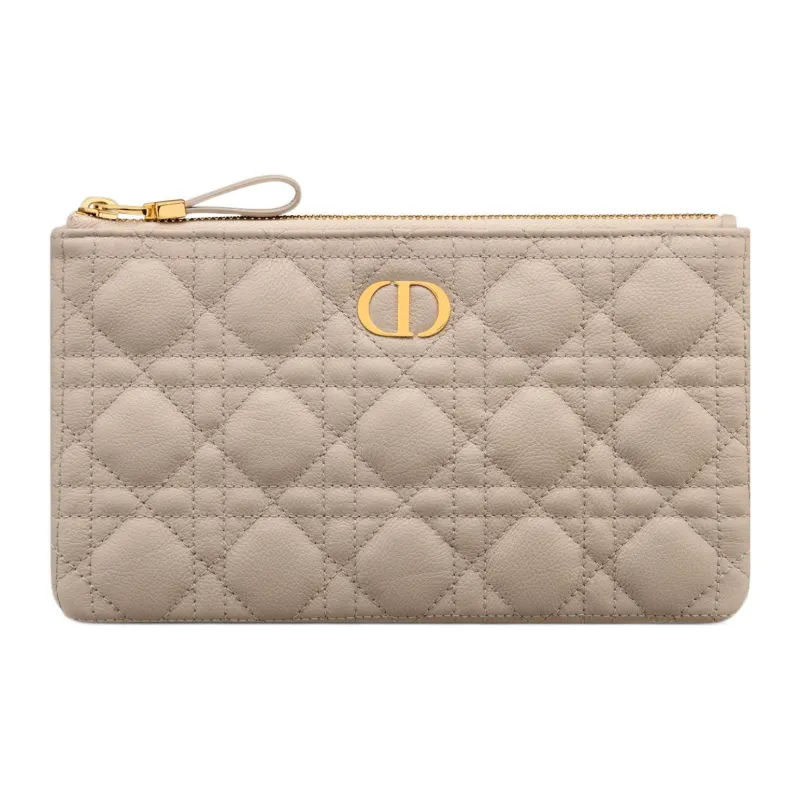 DIOR Caro Calfskin Clutch Trumpets Women's Sand-0
