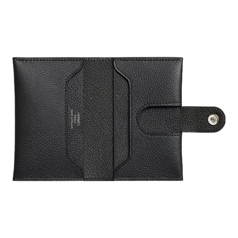 HERMES Evercolor Calfskin Card Holder Women's Black-1