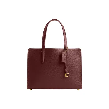 COACH Carter Pebbled Leather Tote Bag, Shopping Bag, Handbag Tubas Women's Brown Red