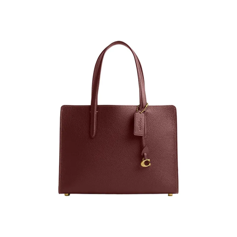 COACH Carter Pebbled Leather Tote Bag, Shopping Bag, Handbag Tubas Women's Brown Red-0