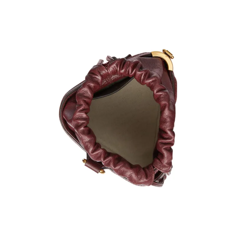 GUCCI Canvas With Leather Trim Bucket Bag, Handbag, Shoulder Bag, Crossbody Bag Mini Women's Burgundy-7