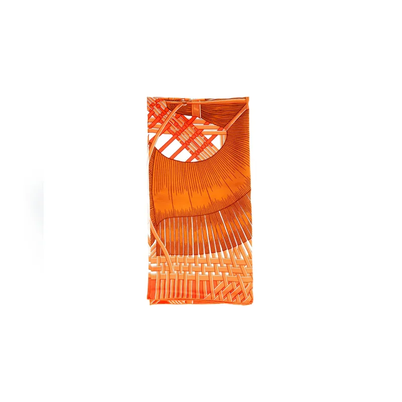 HERMES Masan & Masan Silk Scarves Women's Orange-3