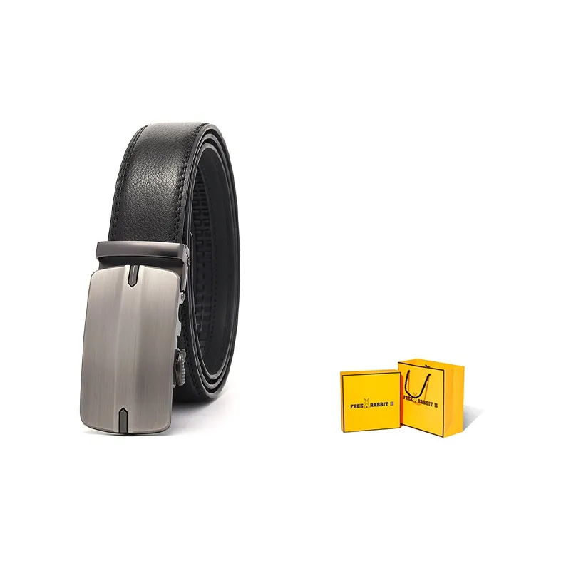 FREE RABBITⅡ Minimalist Style Smooth Finish Casual Versatile Business Automatic Buckle Leather Belts Men's-0