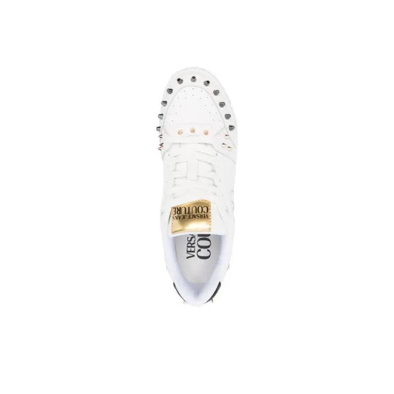 VERSACE JEANS Couture Spiked Stud-design Leather Sneakers-3