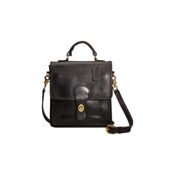 COACH Legacy Leather Marine Square Bag Shoulder Bag Crossbody Bag Handbag Large Size Women's Black
