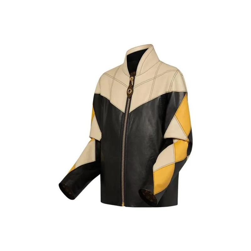 LOUIS VUITTON Harlequin Sleeve Leather Jacket-2
