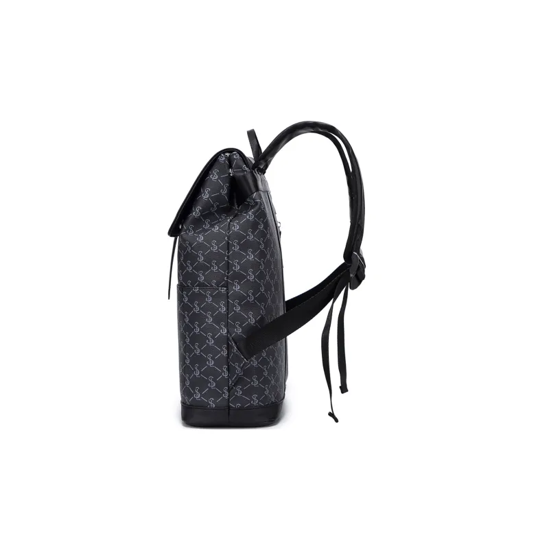 Slazenger Embossed Leather Backpack Regular Unisex Obsidian-3