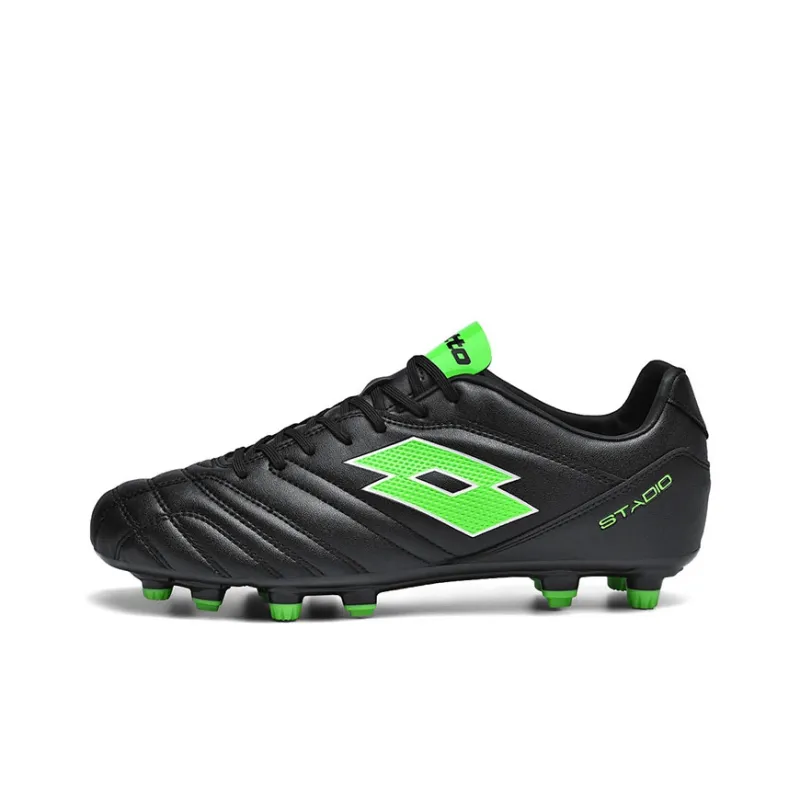 LOTTO FG Firm Ground Firm Ground Shock Absorbers With Slip Resistant Features Soccer Shoes Men's Black White-5