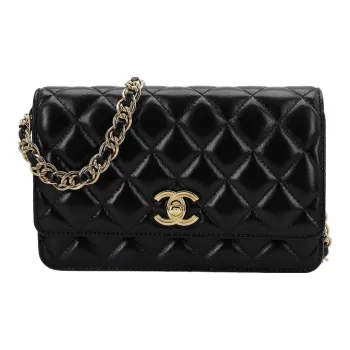 CHANEL Lambskin Shoulder Bag, Crossbody Bag, Wallet Women's Black