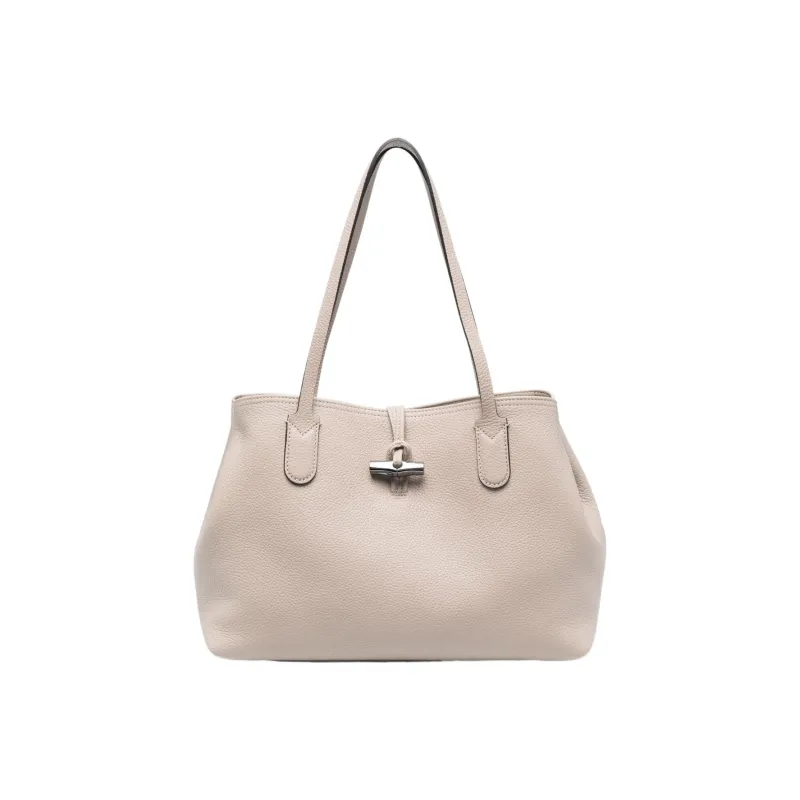 LONGCHAMP Roseau Cow Leather Tote Bag Shopping Bag Handbag Shoulder Bag Women's Light Beige-0