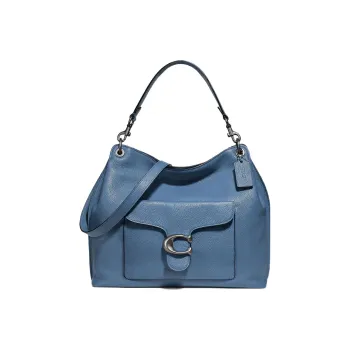 COACH Pebbled Leather Hobo Bag Handbag Shoulder Bag Women's Blue