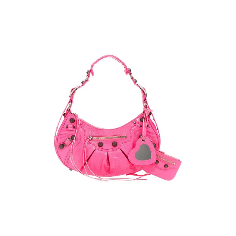 Balenciaga Le Cagole Leather Handbag, Shoulder Bag Women's Pink-0