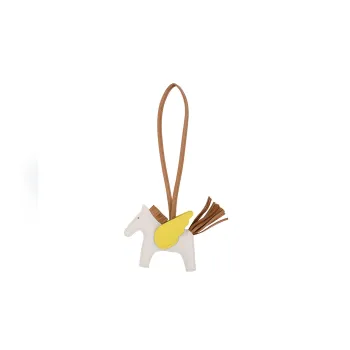 HERMES Cow Leather Pendants Unisex Ecru