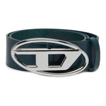 DIESEL Brand Logo Pattern Smooth Buckle Leather Belts Women's Green