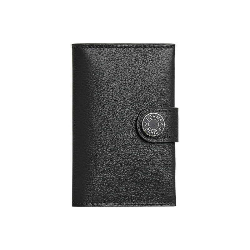 HERMES Evercolor Calfskin Card Holder Women's Black-0