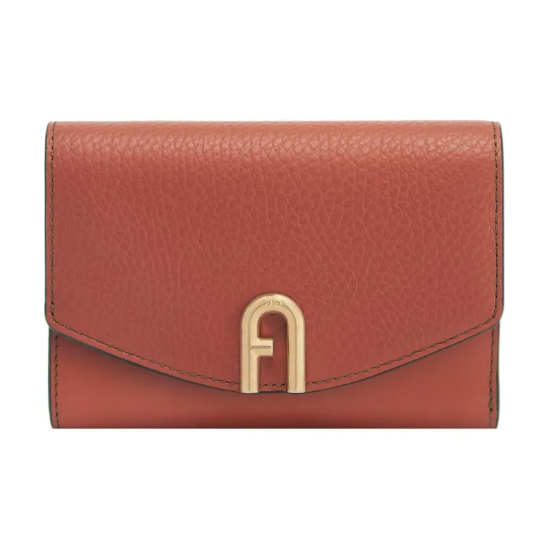 Furla Primula Cow Leather Wallet Medium Size Women's Brown Red-0