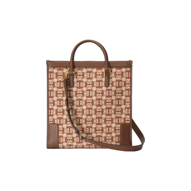 GUCCI Cotton Fabric With Leather Shoulder Bag, Crossbody Bag, Handbag Regular Men's Brown-2