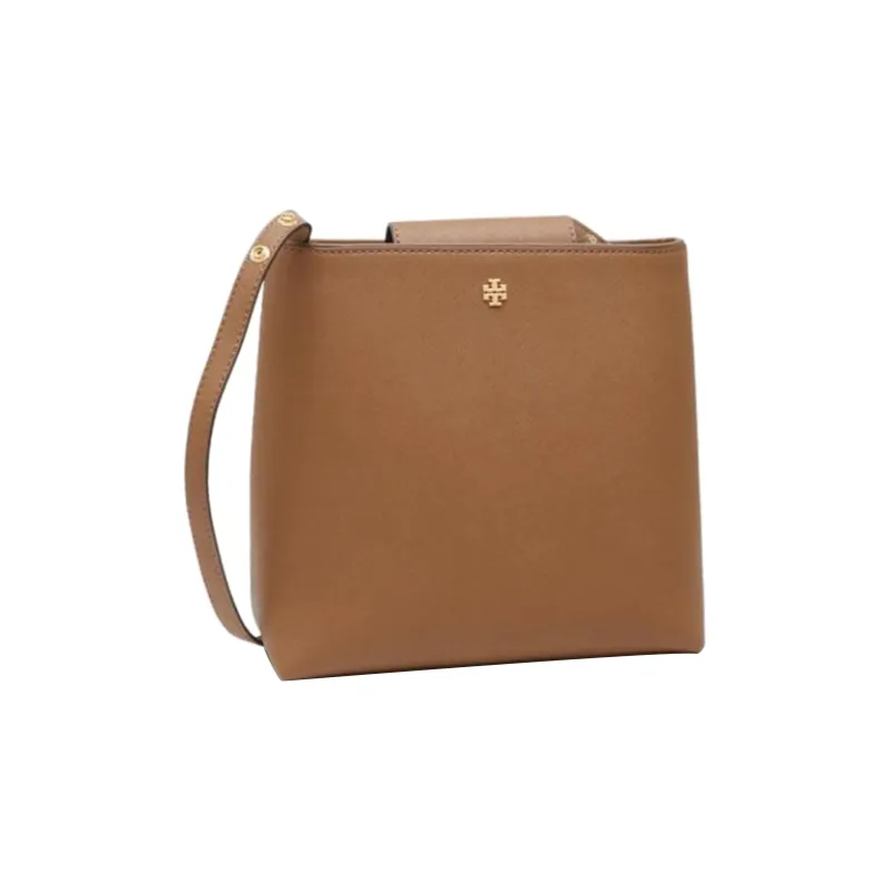 TORY BURCH Emerson Leather Bucket Bag, Shoulder Bag, Crossbody Bag Tubas Women's Brown-1