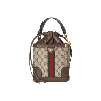 GUCCI Canvas With Leather Trim Bucket Bag Handbag Shoulder Bag Crossbody Bag Regular Women's Beige/Ebony