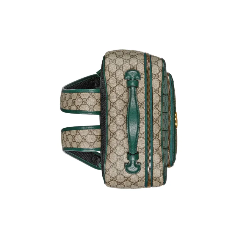 GUCCI Ophidia Canvas With Leather Trim Backpack Medium Size Women's Green-4