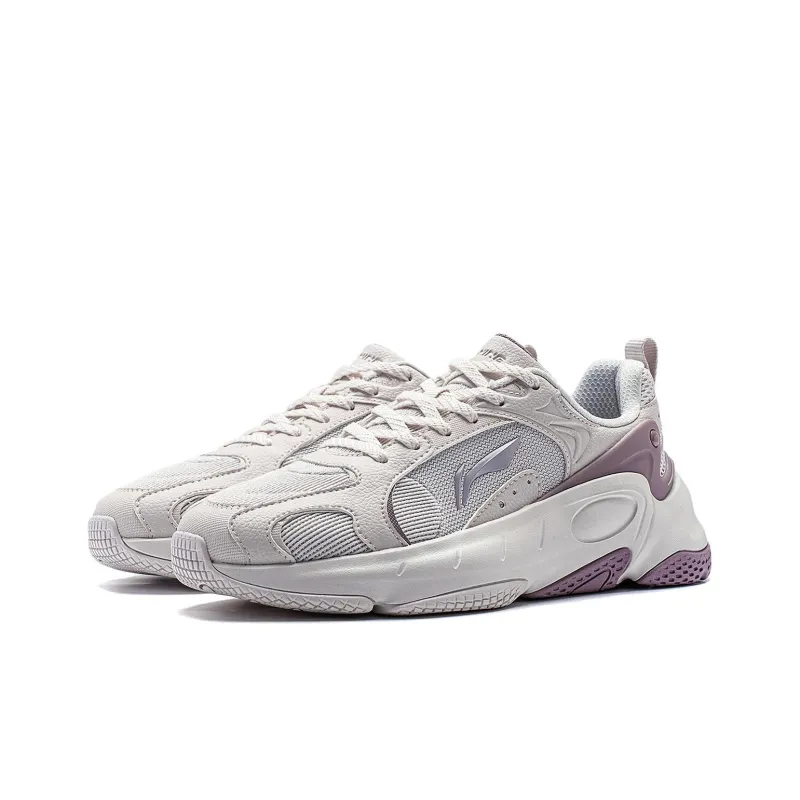 LiNing Low Top Casual Shoes Women's White Sand Gray-2