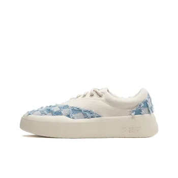 Senzubean Chao Fang Blue Plaid Fringe Low Top SZB Fairy Bean Skateboard Shoes Unisex Blue White