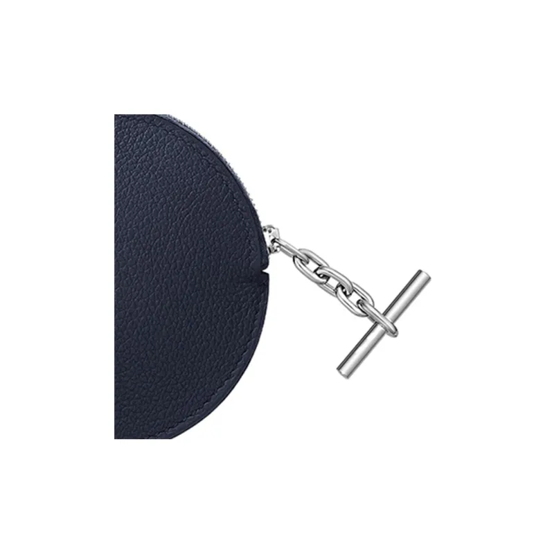 HERMES Strap Evercolor Calfskin Coin Purse Women's 2Z Bleu Nuit Midnight Blue-2