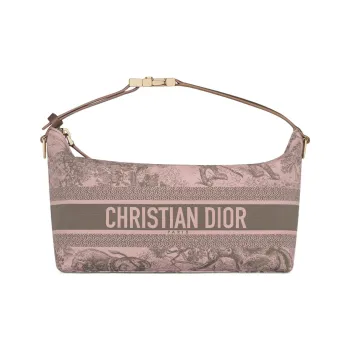 DIOR Technical Fabric Clutch Medium Size Women's Gray/Pink