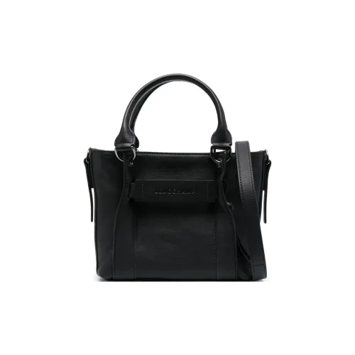 LONGCHAMP 3D Calfskin Tote Bag, Shopping Bag, Handbag Small Size Women's Black