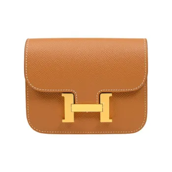 HERMES Constance Slim Epsom Calfskin Wallet Card Holder Fanny Pack Crossbody Bag Regular Women's 1H Toffee Toffee Color