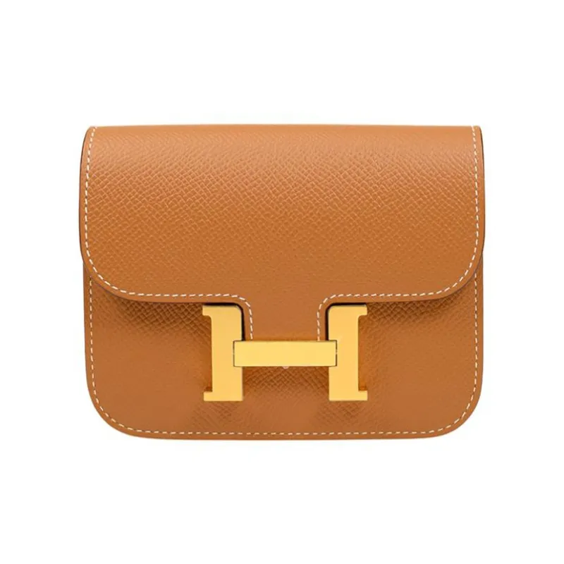 HERMES Constance Slim Epsom Calfskin Wallet Card Holder Fanny Pack Crossbody Bag Regular Women's 1H Toffee Toffee Color-0