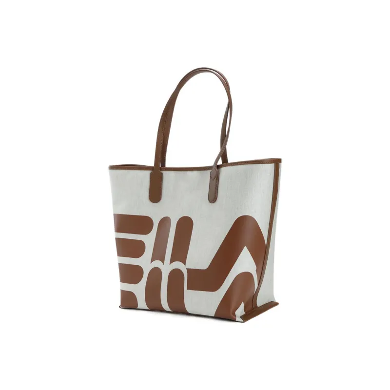 FILA Heritage PU Tote Bag Shopping Bag Shoulder Bag Handbag Regular Women's Beige/Brown-1