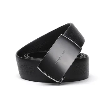 ELLE HOMME Automatic Buckle Belt For Men Genuine Leather Alloy Buckle Men's Belt Men's Black Width 3.55cm