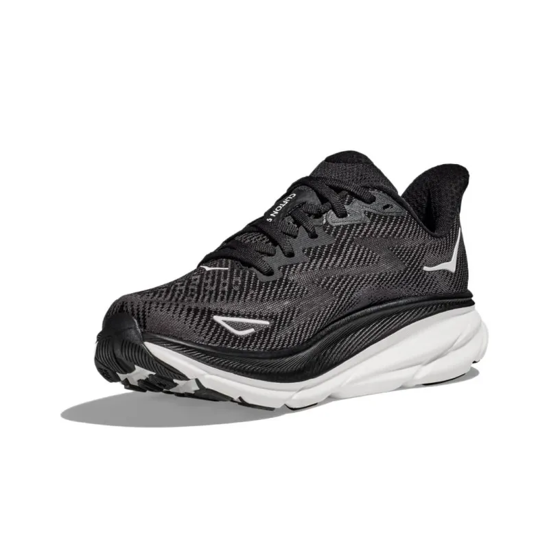 HOKA ONE ONE Clifton 9 Wide 'Black White' Women's-2