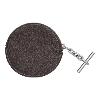 HERMES Strap Barenia Faubourg Calfskin Coin Purse Women's 46 Ebony Wood Color