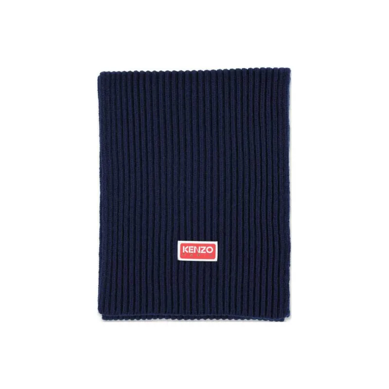 KENZO Logo patch Ribbed knit Scarf-0