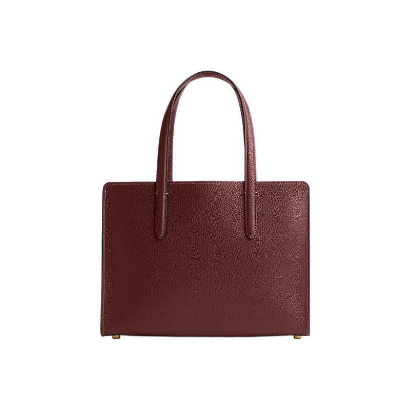 COACH Carter Pebbled Leather Tote Bag, Shopping Bag, Handbag Tubas Women's Brown Red-2