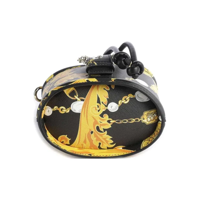 VERSACE JEANS COUTURE Synthetic Leather Bucket Bags Crossbody Bag Shoulder Bag Women's Black-3
