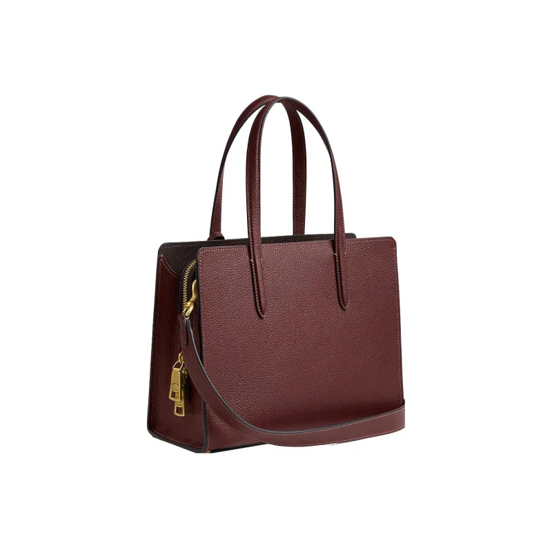 COACH Carter Pebbled Leather Tote Bag, Shopping Bag, Handbag Tubas Women's Brown Red-1