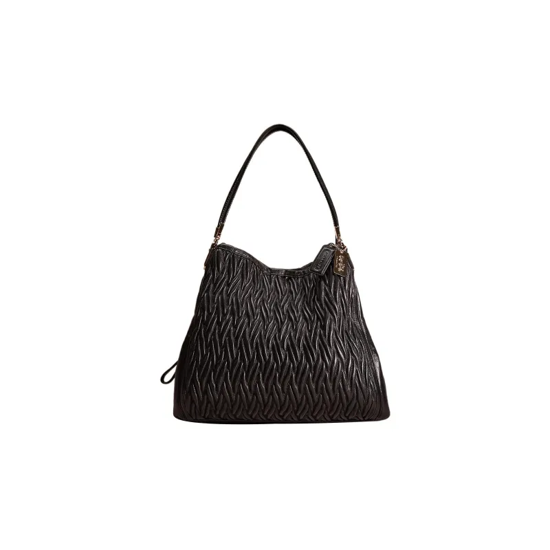 COACH Madison Leather Hobo Bag Handbag Shoulder Bag Large Size Women's Black-0